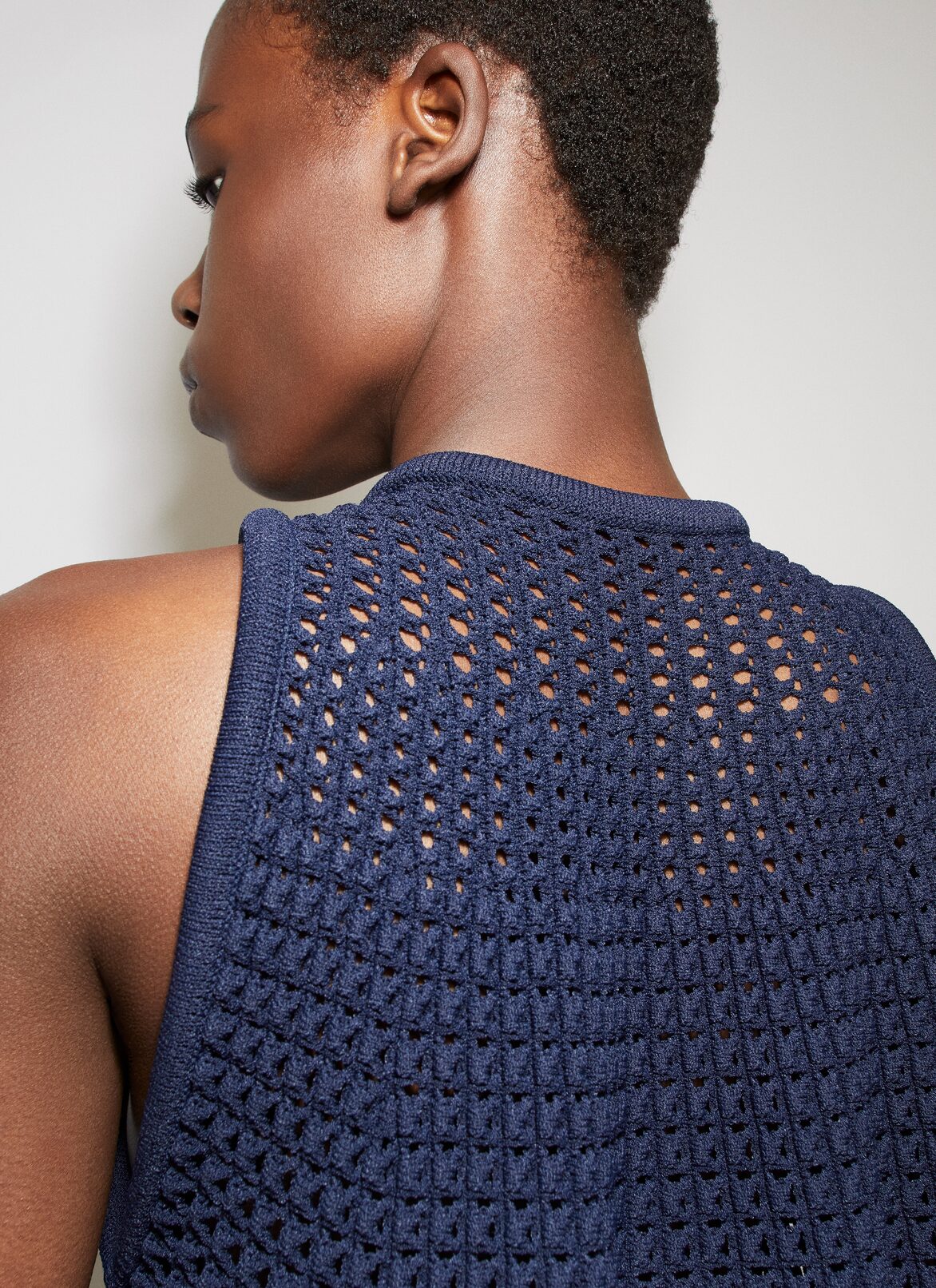 WAFFLE KNIT DRESS ALAÏA NIGHT BLUE WAFFLE KNIT DRESS